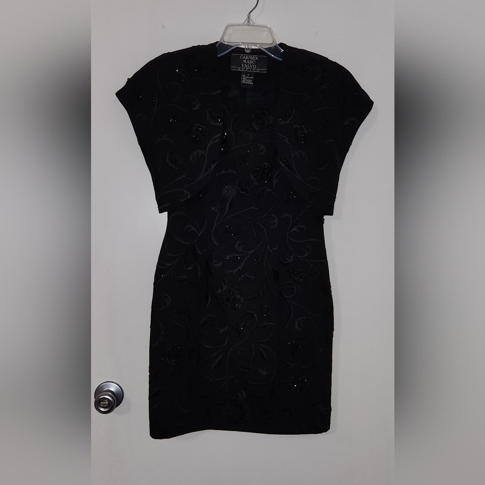 Carmen Marc Valvo black evening cocktail dress Sz 2